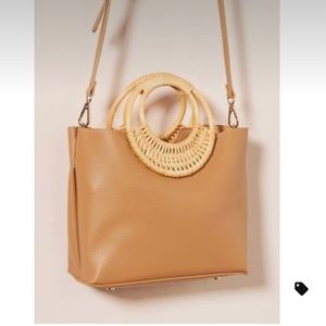 Anthropologie Rattan Ring Handle Crossbody Bag